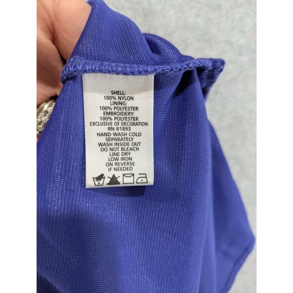 Susan Graver Top‎ Women Plus 1X Purple Liquid Knit Floral Embroider Tunic Blouse - Picture 7 of 8